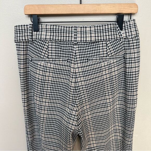 Ann Taylor Factory Houndstooth Plaid Checkered Pants Tie Belt Black White Tan 8 - Picture 5 of 12
